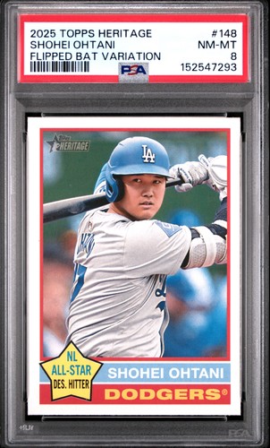 2025 TOPPS HERITAGE FLIPPED BAT VARIATION #148 SHOHEI OHTANI PSA 8