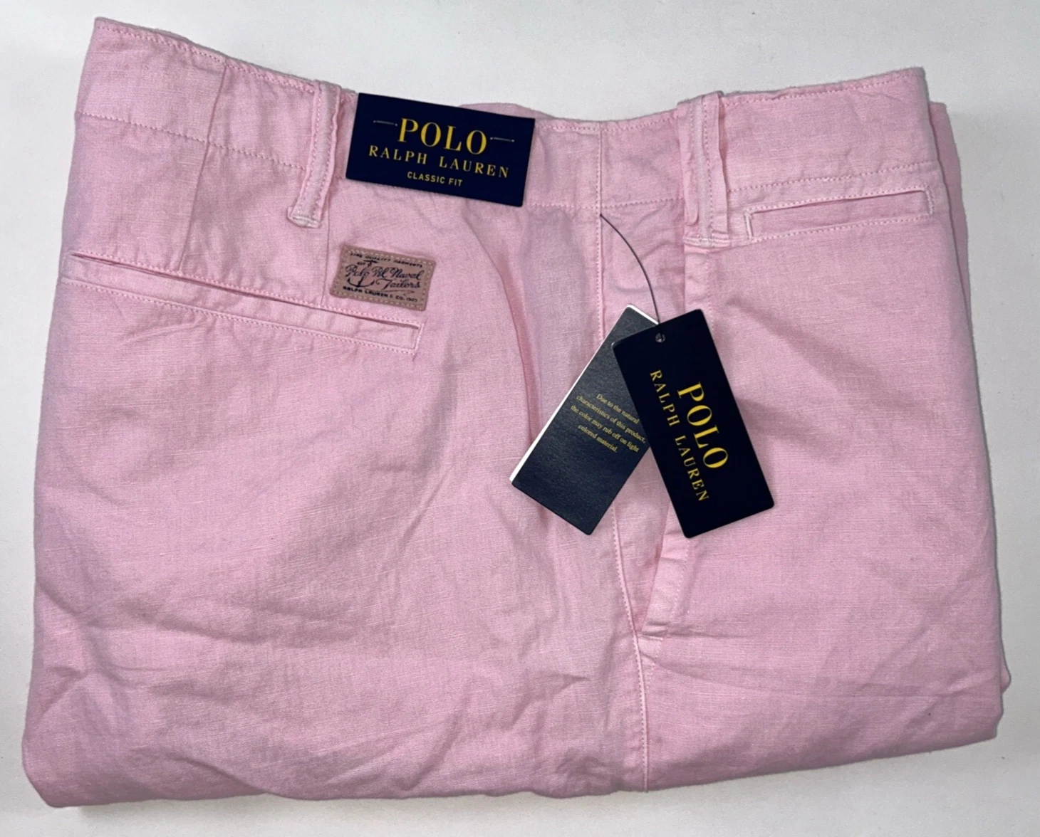 NEW RALPH LAUREN POLO Size 40T Men's Shorts Pink Linen Cotton Classic Fit $138