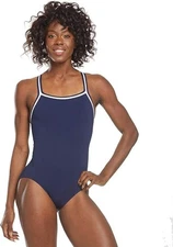 Dolfin Women's Size 28 Reliance Team Solid DBX Back Swimsuit Navy