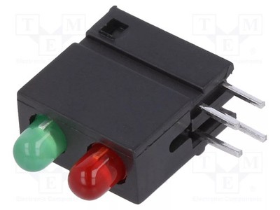 Anz.Dioden: 2 LED 40° 3mm grün/rot 20mA im Gehäuse 2÷2,2VDC