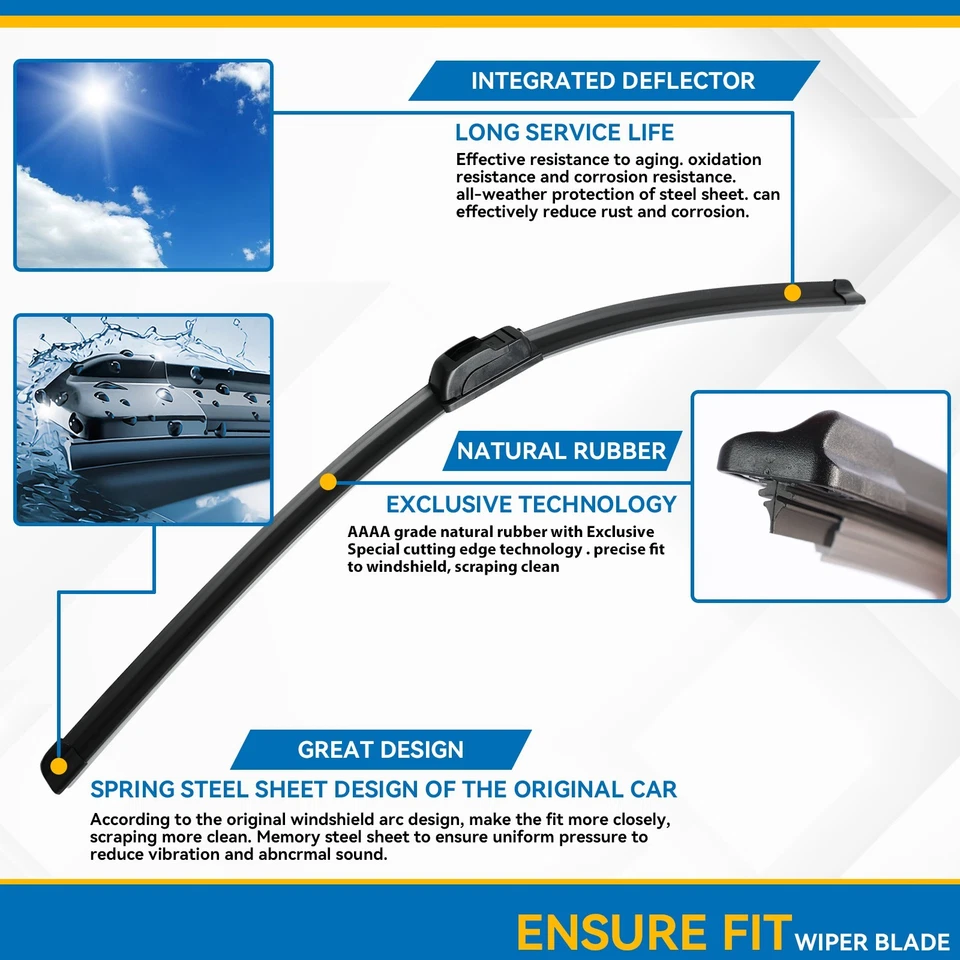 Juego de 2 escobillas de limpiaparabrisas planas para Acura TSX 2009-2014 24"+22" Foto 4 de 4