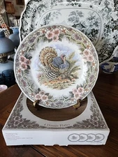 4 Dinner Plates Thanksgiving Churchill Turkey Myott Factory Illustration