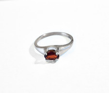 Sterling Silver Natural Birthstone Oval Ring: Topaz, Amethyst, Garnet, Peridot