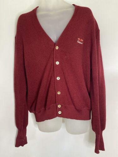 St. Croix Knits Cardigan Red Mens Size XLarge Pure Quanpaca Wool Baltusrol Vtg - Picture 15 of 21