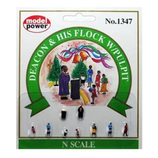 NEW Model Power 1347 Deacon at Pulpit with Flock Pkg (9) N Scale