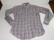 Vintage Levi's White Tab Western button up Plaid Men Shirt Medium Made In USA