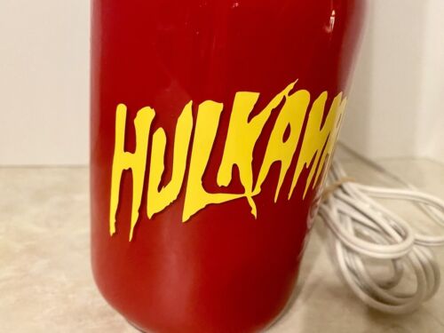 SELTENE Hulkamania Hulk Hogan WWE WWF Wrestling rot/gelb Einmaurerglas Tischlampe - Bild 3 von 13