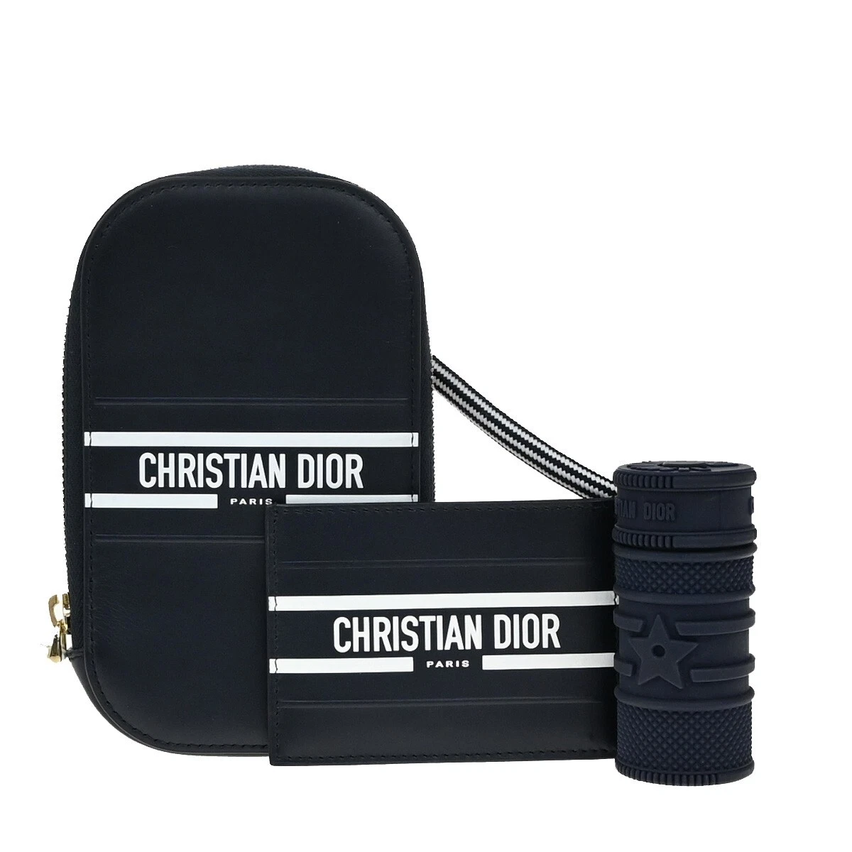 Mini sac pochette logo CHRISTIAN DIOR cuir bleu GHW Italie 15EE156