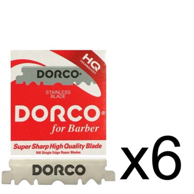 BARBER BEAUTY SALON DORCO SINGLE EDGE STRAIGHT FOLDING RAZOR HALF BLADE 6 PACK