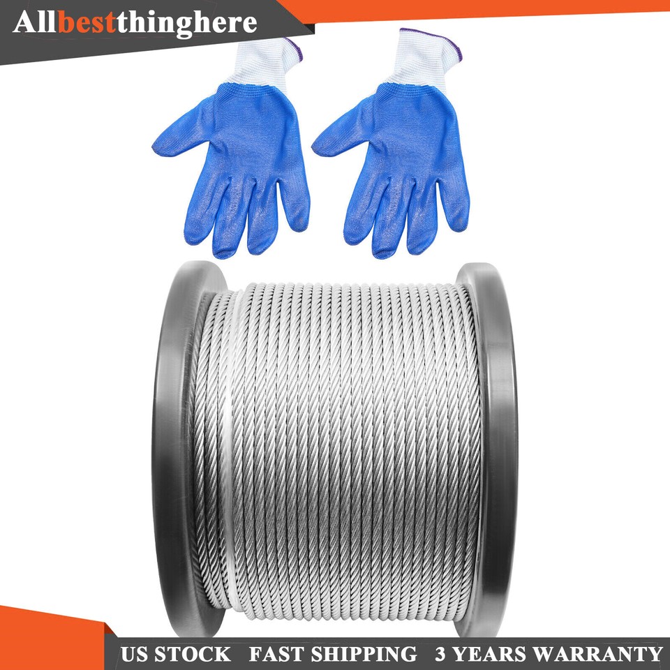 1/4 In Stainless Steel Cable 200FT T304 7x19 Steel Wire Rope Aircraft Cable 60.96m For Home Balcony 81674311 A70a 4ea5 B527 06876b035174.3c16e3c149fe01fc9f06387814c3a7bf - View #9