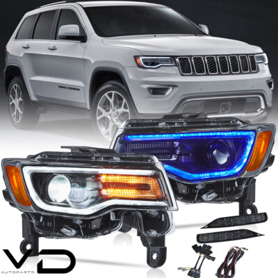 For 2014-20 22 Jeep Grand Cherokee VLAND Full LED Headlights Projector Animation