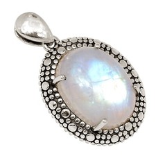 Natural Rainbow Moonstone - India 925 Sterling Silver Pendant Jewelry ALLP-29162