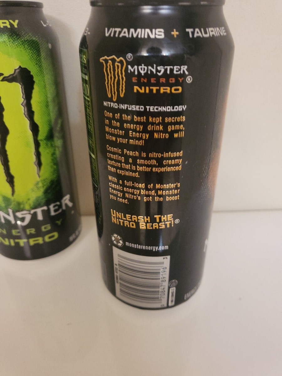 NEW MONSTER ENERGY DRINK NITRO SUPER DRY & COSMIC PEACH 16 FLOZ