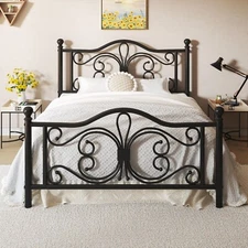 Twin/Full/Queen Bed Frame/Metal BedFrame with Butterfly Pattern Design Headboard