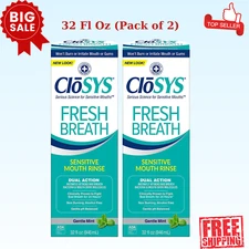 CloSYS Sensitive Mouthwash, 32 Ounce, 2 Count, Gentle Mint Alcohol Free