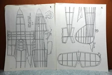 HAWKER HURRICANE BALSA FREE FLIGHT MODEL AIRPLANE PLANS 20" WINGSPAN