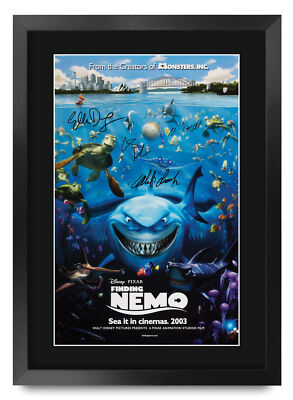 Findet Nemo Filmplakat Cast signiert gedruckt Autogramm A3 gerahmt Memorabilia