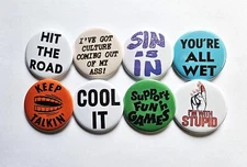 Vintage Reproduction Pinback Buttons Magnets & Bottle Openers. Set 21