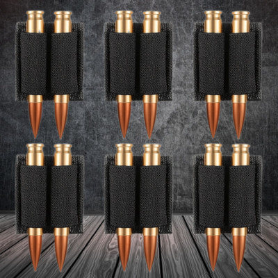 6Pcs Bullet Holder 2 Rounds Rifle Ammo Holder FOR 223 308 30-06 Cartridge Pouch