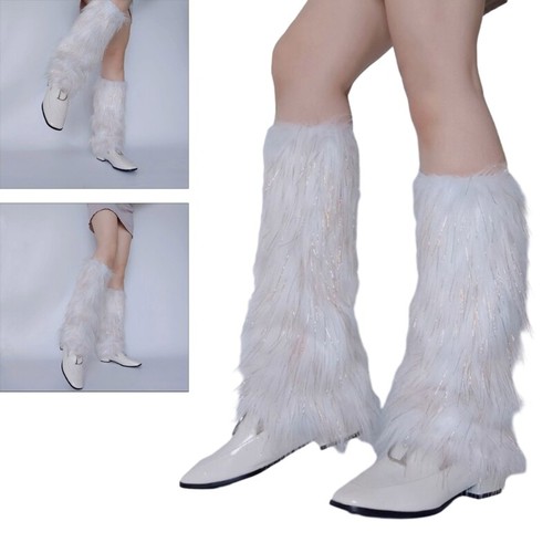 Leg Wrap Penkiiy Fuzzy Faux Fur Tie-Dyed Leg Warmers Fur Heels