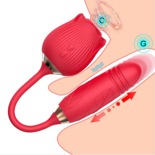 Clit Pump Sucking Rose Vibrator G-Spot Telescopic Dildo Adult Sex Toys for Women eBay