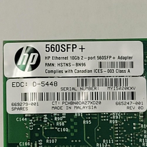 Network Card HP 560SFP+ Dual Port 10Gb 669279-001 - Tested - Picture 2 of 3