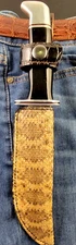 Buck 119 leather Sheath Right Pull with Authentic Rattlesnake Skin custom made