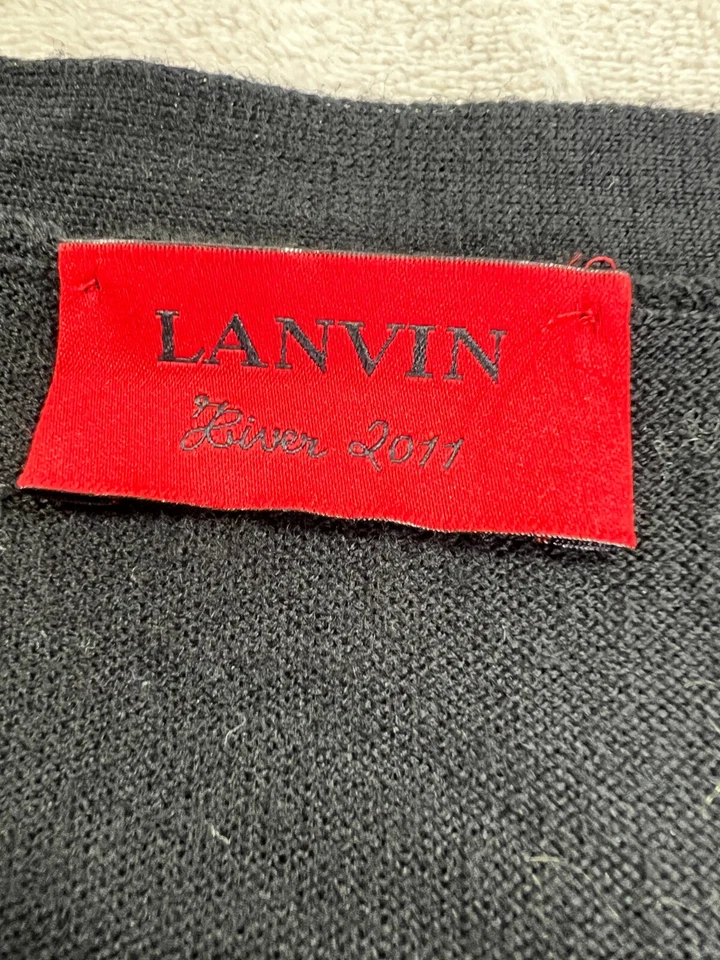 Cárdigan Suéter Lanvin River 2011 Lunares Transparentes M Largo Lana Seda Hecho en Italia Foto 4 de 4