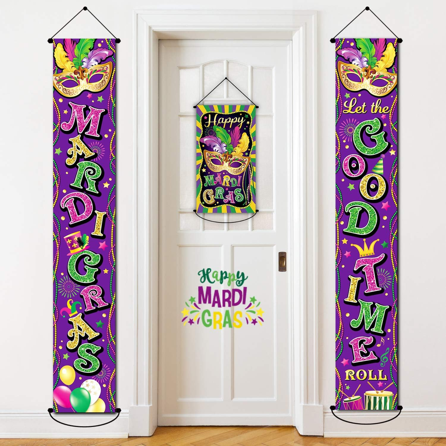 3 Pack Mardi Gras Decorations Banner New Orleans Party Mardi Gras Porch Door Dec
