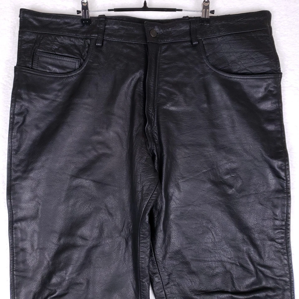 Pantalón de cuero Bikers Dream años 90 44x31 motocicleta motociclista resistente cremallera lateral Harley Foto 2 de 4