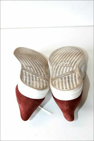 Baskets Geox Respira Femme - Cuir Blanc Et Daim Marron - Pointure 41 - Occasion Très Bon état
