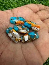 5Pcs Natural Oyester Copper Turquoise cabochon Cushion Loose Gemstone 10x20MM