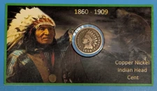 1860-1909 Indian Head Cent Penny - Coin in holder 100x50mm