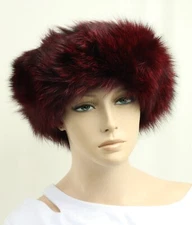 $265 New Womens Surell 2 in 1 Wine Real Fox Fur Headband / Scarf One Size