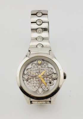 #ad #ad Brighton Bloomington Hearts Crystal Silver Tone Watch Needs New Battery As Is $29.00