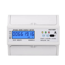 Medidor de Energía Eléctrico Trifásico Riel Din RS485 Kwh Consumo Potencia Voltaje C