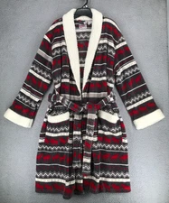 Lazy One Bathrobe Sherpa Fleece Adult Size L/XL Belted Moose Tribal Design