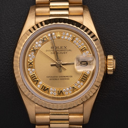 Presidential Rolex Datejust 69178 Fluted Bezel Watch 26mm Champagne Myriad Diamo