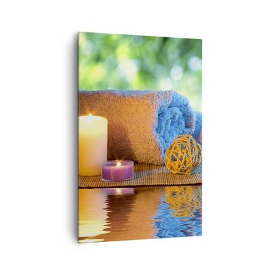 Wandbilder 80x120cm Leinwandbild Natur Entspannung Spa Kerzen Bilder Wanddeko