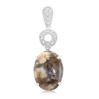 Cavill Dinosaurier Quarz AnhäNger 10,15Ct WeißEr Topas 925 Sterling Silber Oval