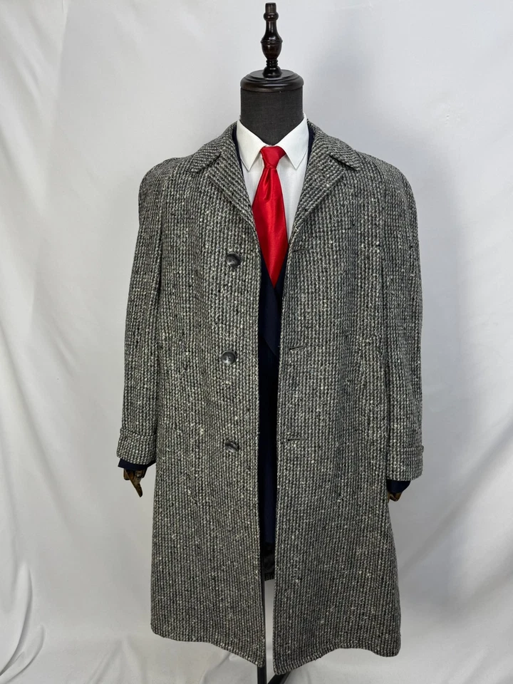 Vintage Men Coat Raglan Sleeve bespoke Classic Wool Raglan OverCoat Size 44S 46S - Image 2 of 4
