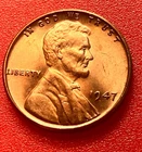 1947-P Lincoln Wheat Cent Penny GEM RED BU From an Original Bank Roll