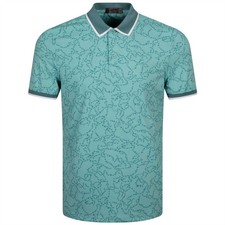 NWT Men's G/Fore Teal Star Dust Banded Sleeve Tech Jersey Golf Polo