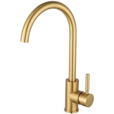 Brushed Gold Kitchen Mixer Tap 360° Swivel Spout Nordic Sink Faucet UK Shipment