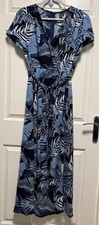 Izabel Dress 16 Women’s V Neck High Low Multiple Leaf Patterns Belted Summer