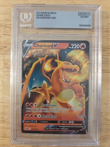 2023 Swords & Shield Crown Zenith Charizard V URR #18 BGS AUTHENTIC ALTERED