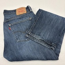 Levis 501 Jeans Mens 36 X 32 Blue Medium Wash Button Fly Straight Distressed
