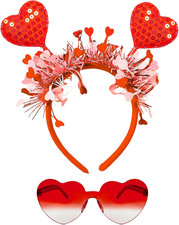 Valentines Heart Headband and Heart Sunglasses for Valentine'S Day Halloween Par