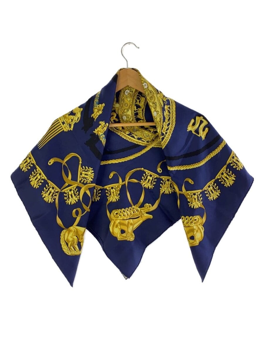 RARE HERMES LES CAVALIERS DOR Silk Scarf Carré 90 Vintage