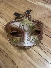 Masquerade Mask Gold Glitter And Red